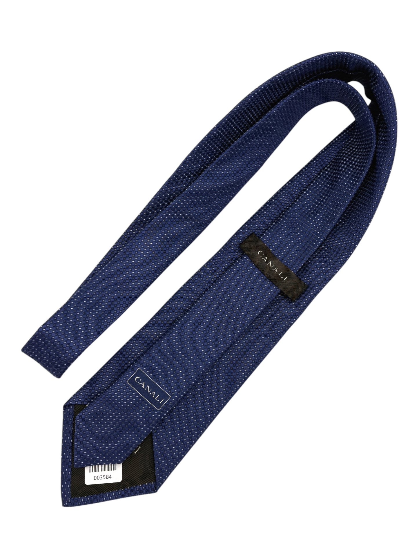 Canali Navy Blue Birdseye Pattern Silk Tie