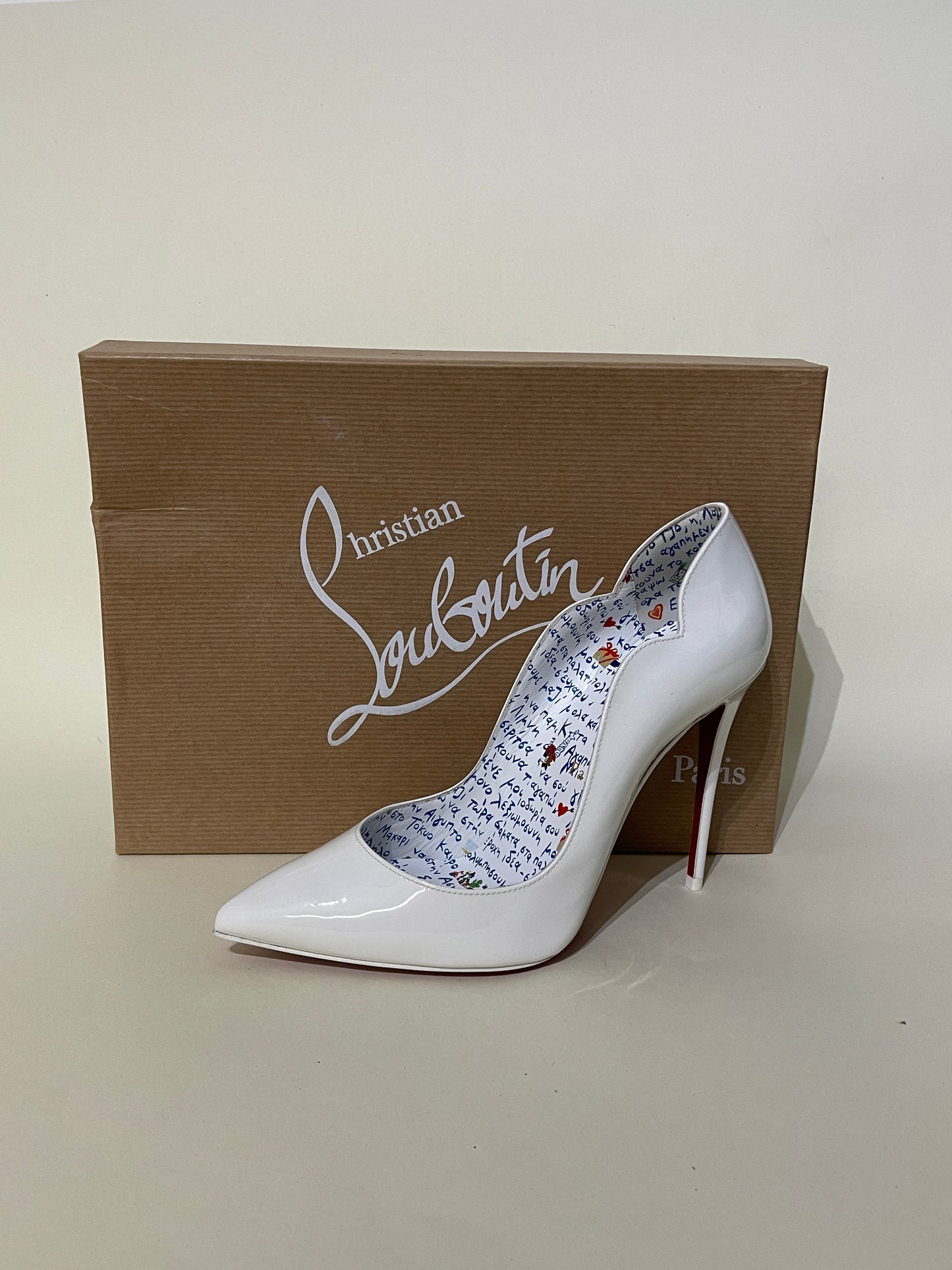 Christian Louboutin White Patent Leather Hot Chick 100 Pumps 6 M / 7.5 W