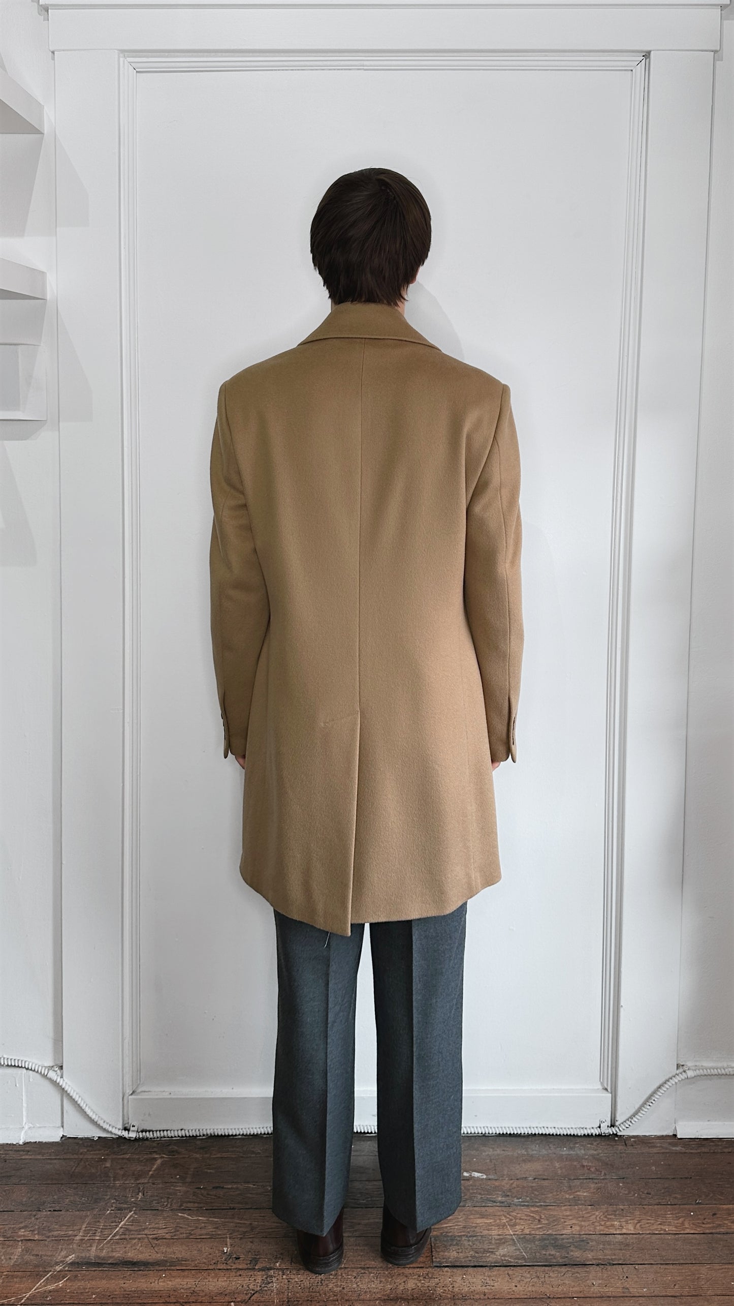 Indochino Camel Wool Cashmere Blend DB Overcoat 38