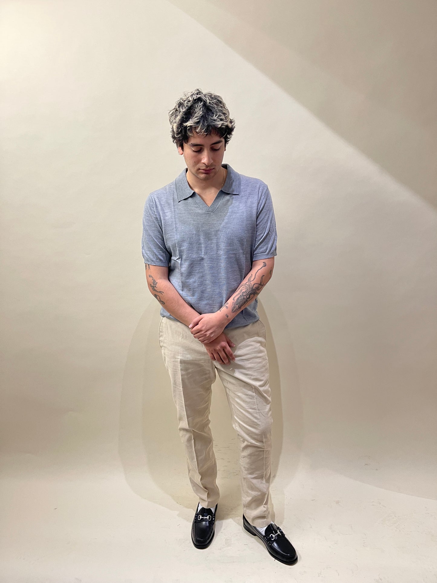 Tom Ford Light Khaki Cotton Linen Creased Chinos 38