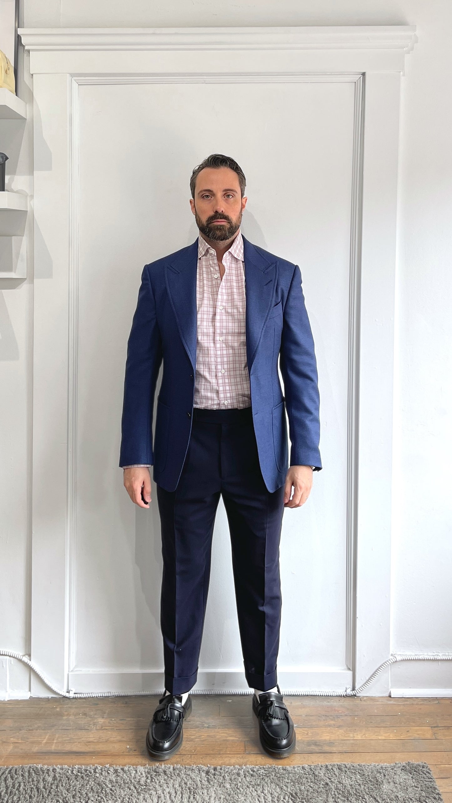 Spier & Mackay Navy Blue Wool Slim Cuffed Dress Pants 32