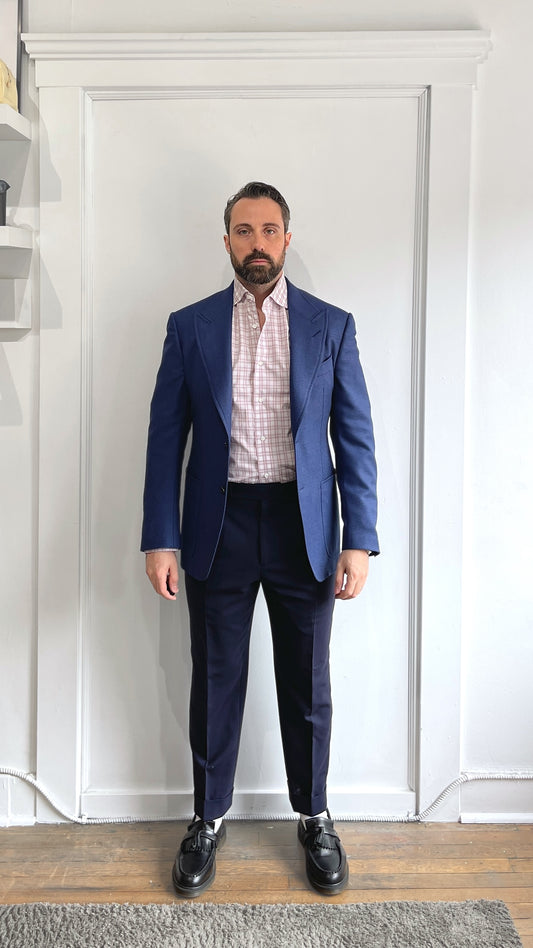 Spier & Mackay Navy Blue Wool Slim Cuffed Dress Pants 32