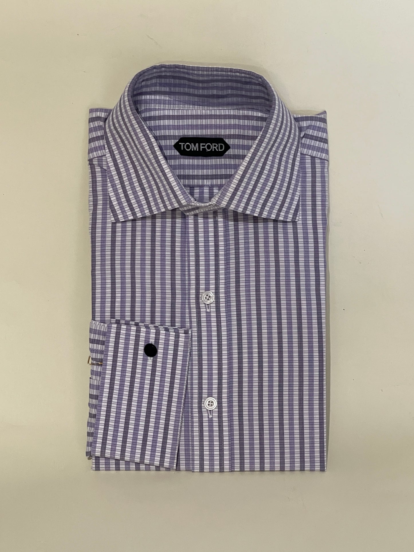 Tom Ford Light Purple & White Plaid Cotton Dress Shirt 15.5