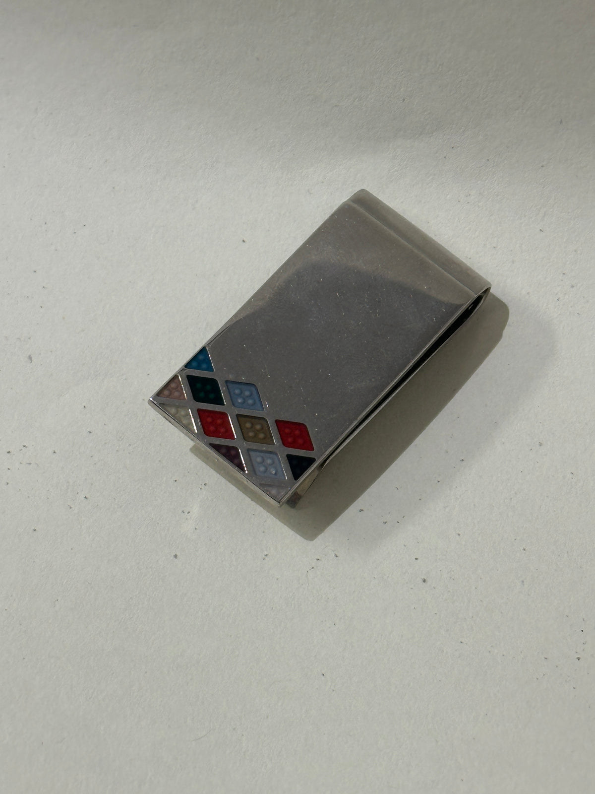 Paul Smith Silver & Multicolour Diamond Pattern Money Clip
