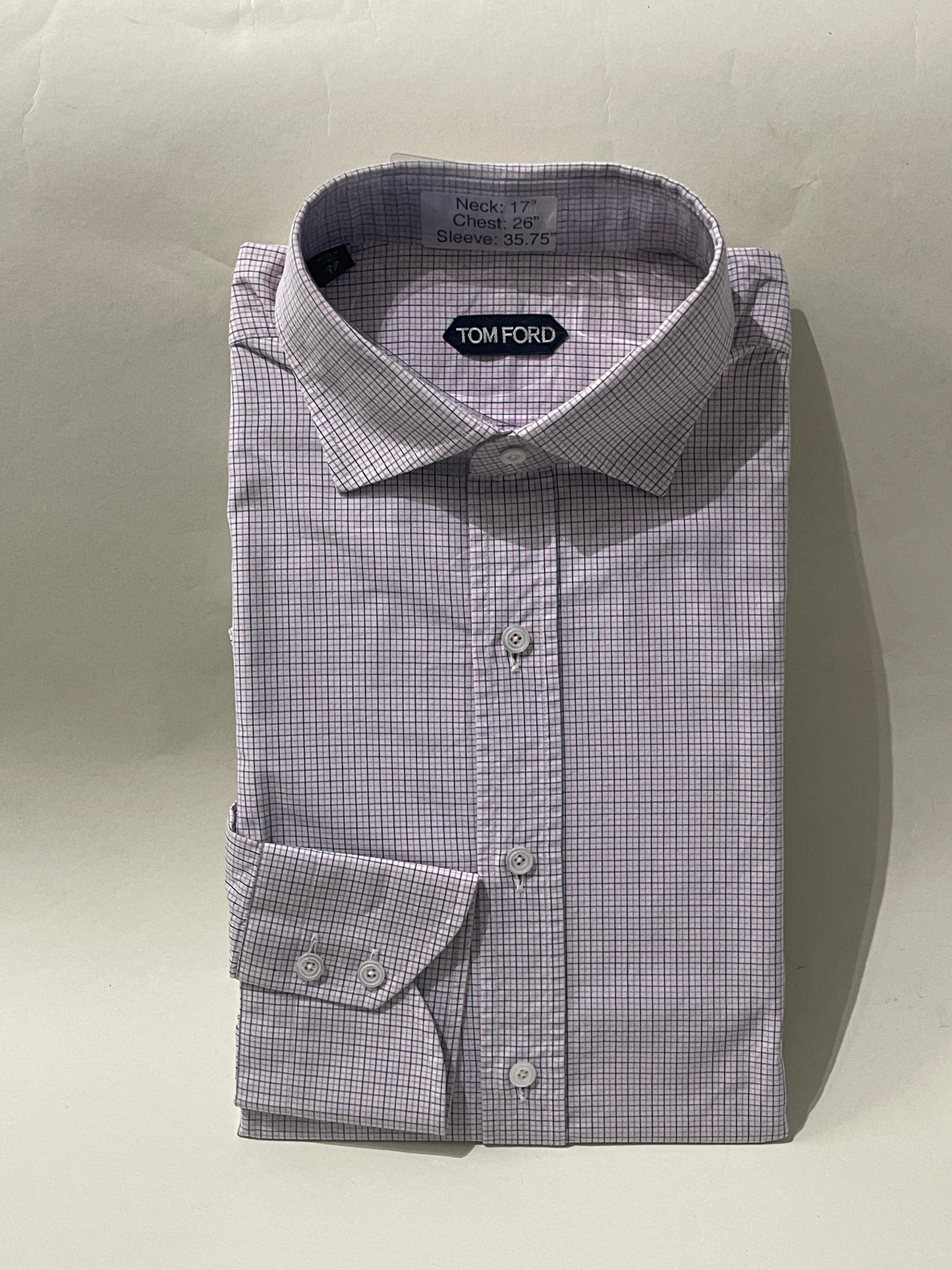 Tom Ford White Black & Pink Graph Check Dress Shirt 17