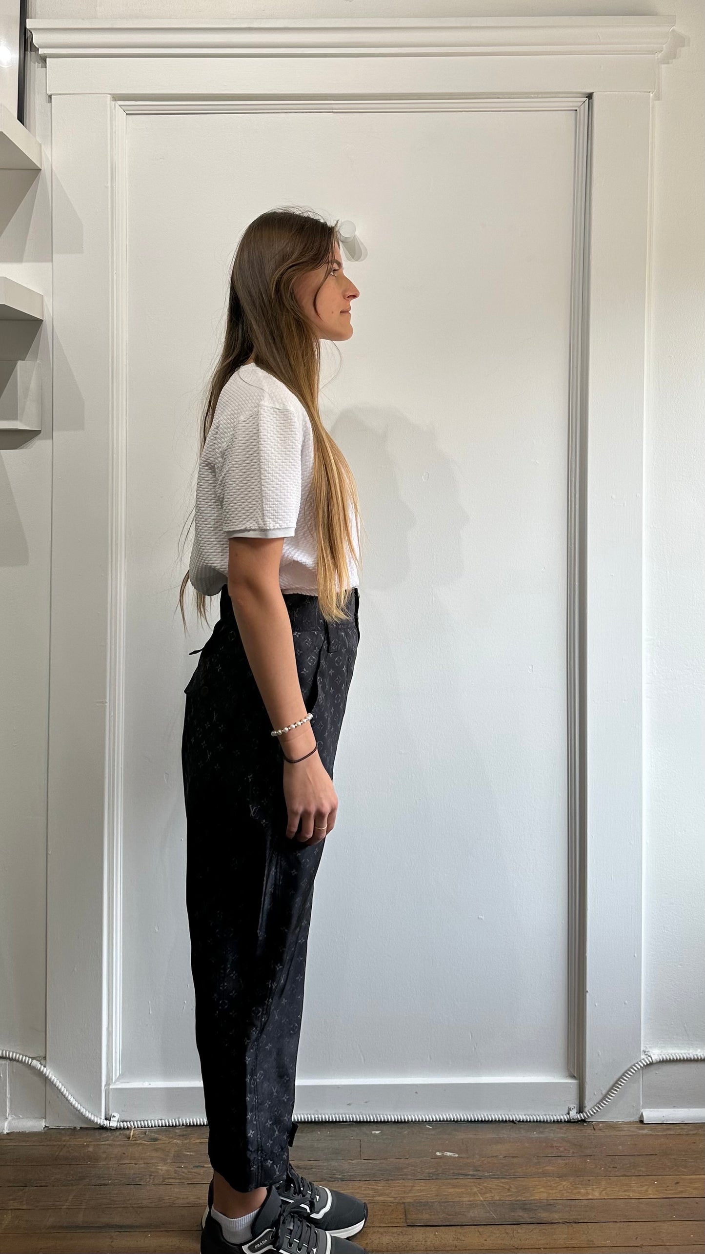 Louis Vuitton Dark Grey Monogram Silk Bermuda Pants 42