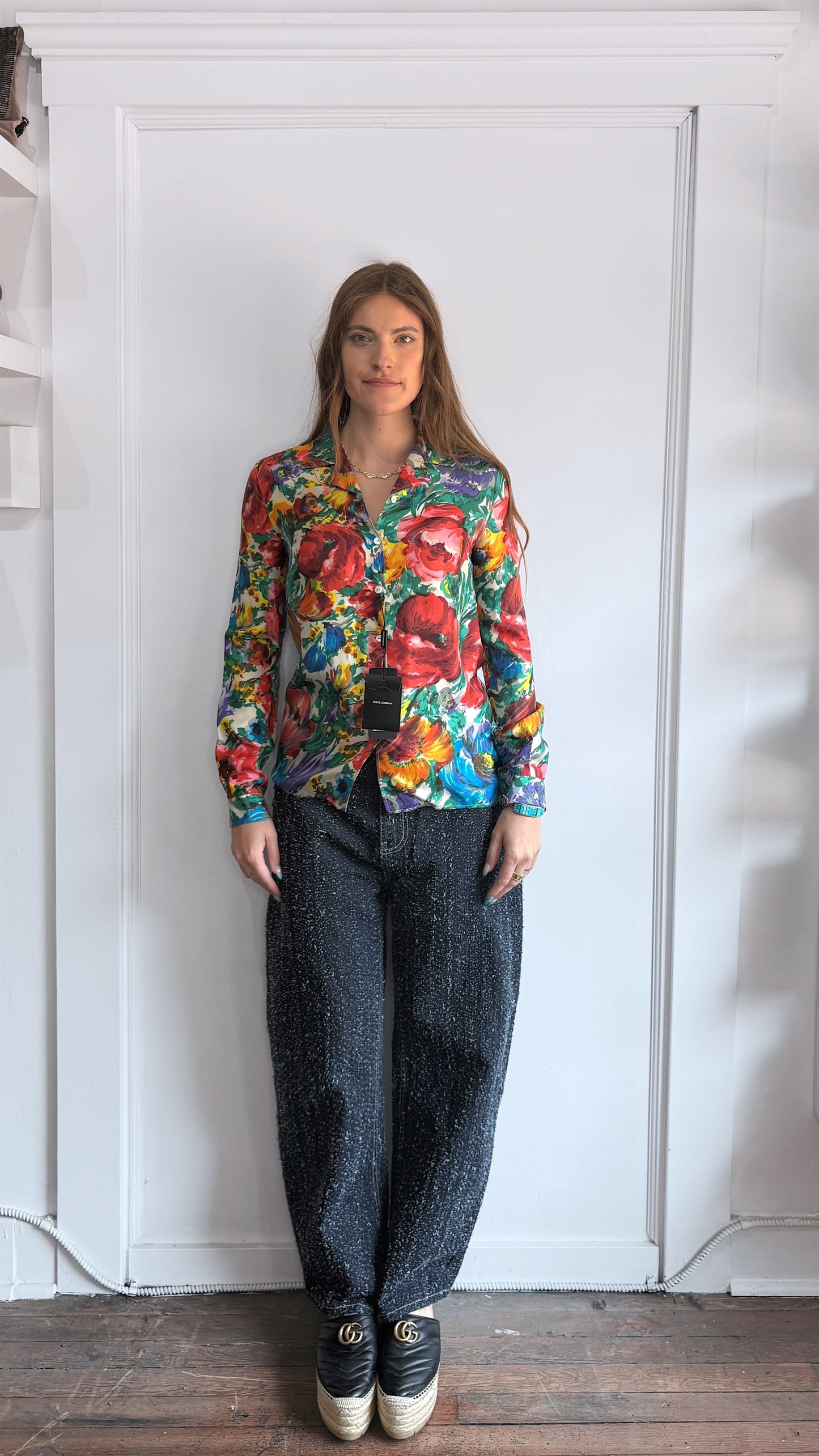 Dolce & Gabbana Multicolour Floral Camp Collar LS Shirt 40