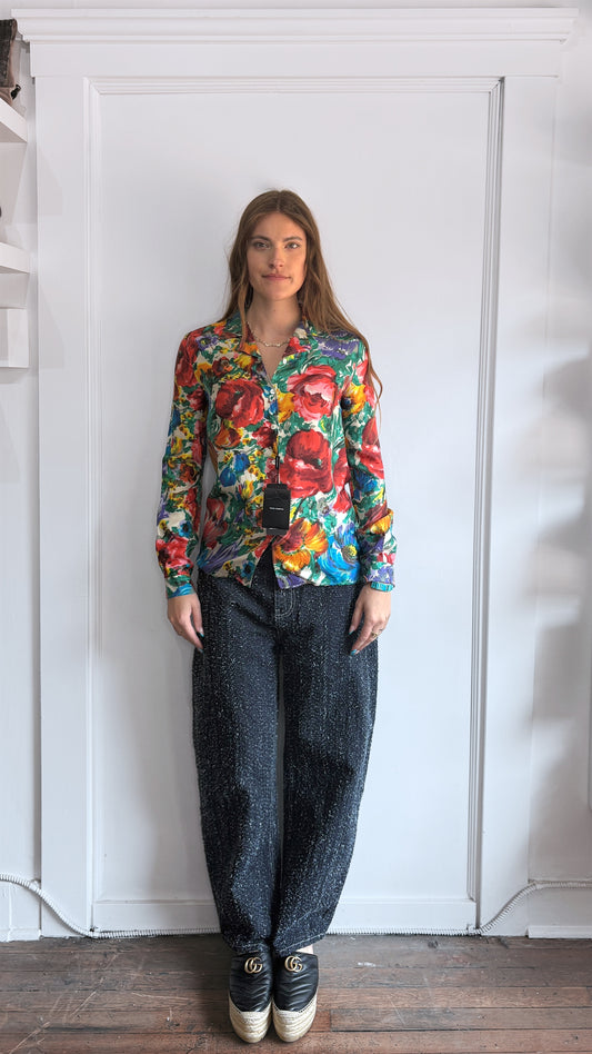 Dolce & Gabbana Multicolour Floral Camp Collar LS Shirt 40