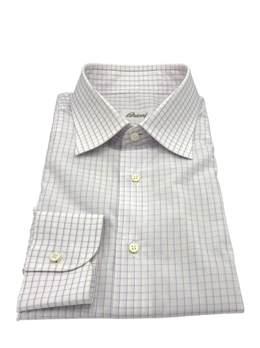 Brioni White, Blue, & Pink Graph Check Dress Shirt 17