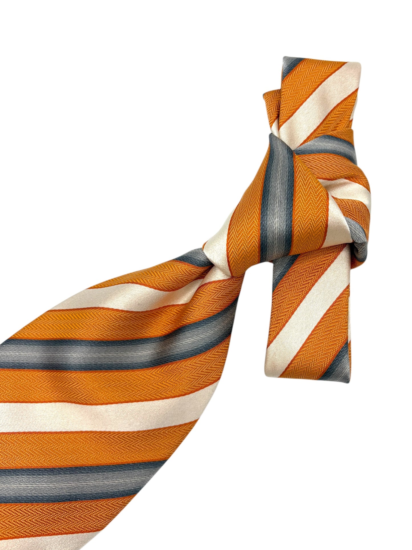 Ermenegildo Zegna Orange & Grey Striped Silk Tie
