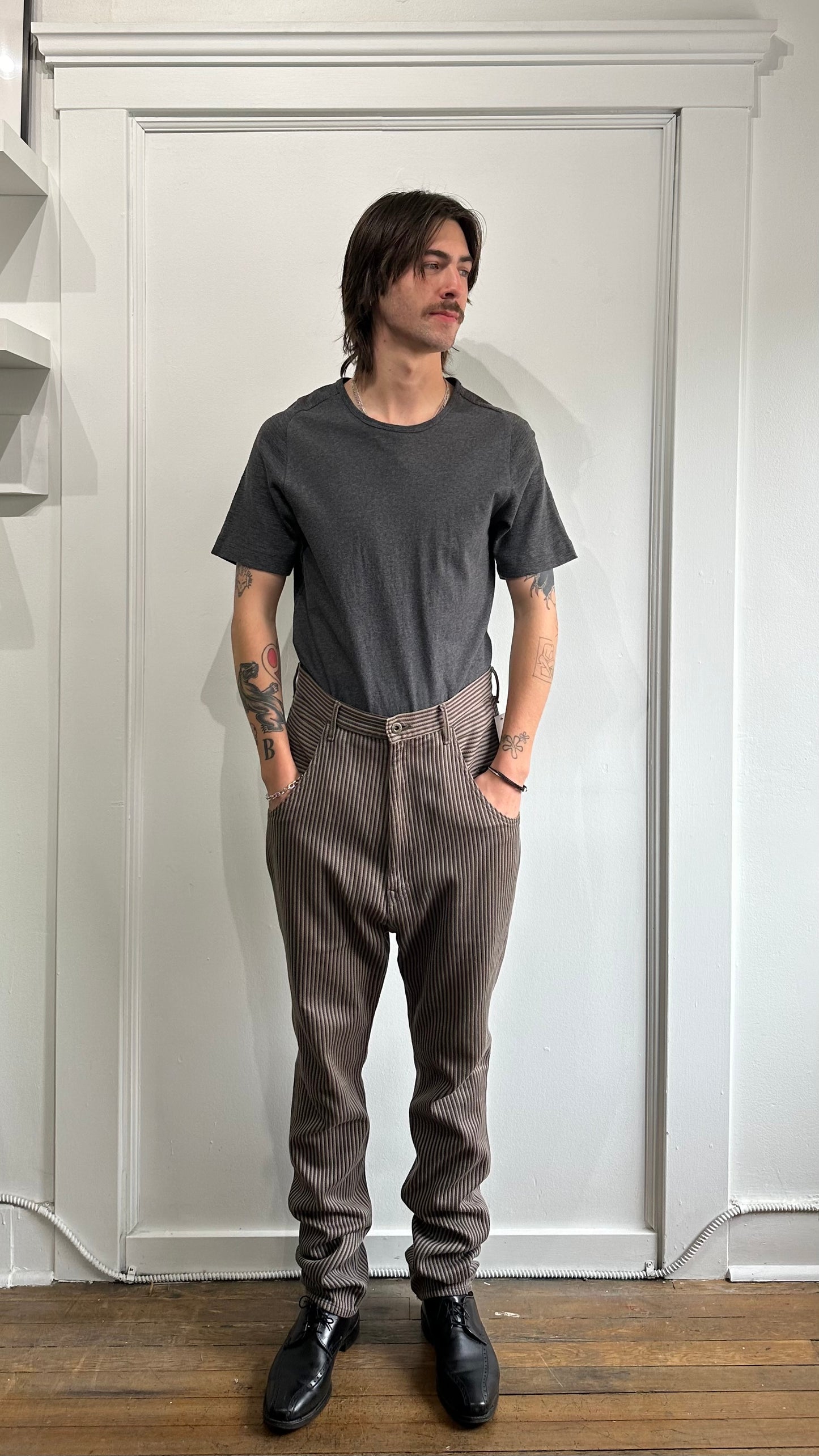 Kapital Brown & Beige Striped Lightweight Clown Sarouel Pants 32