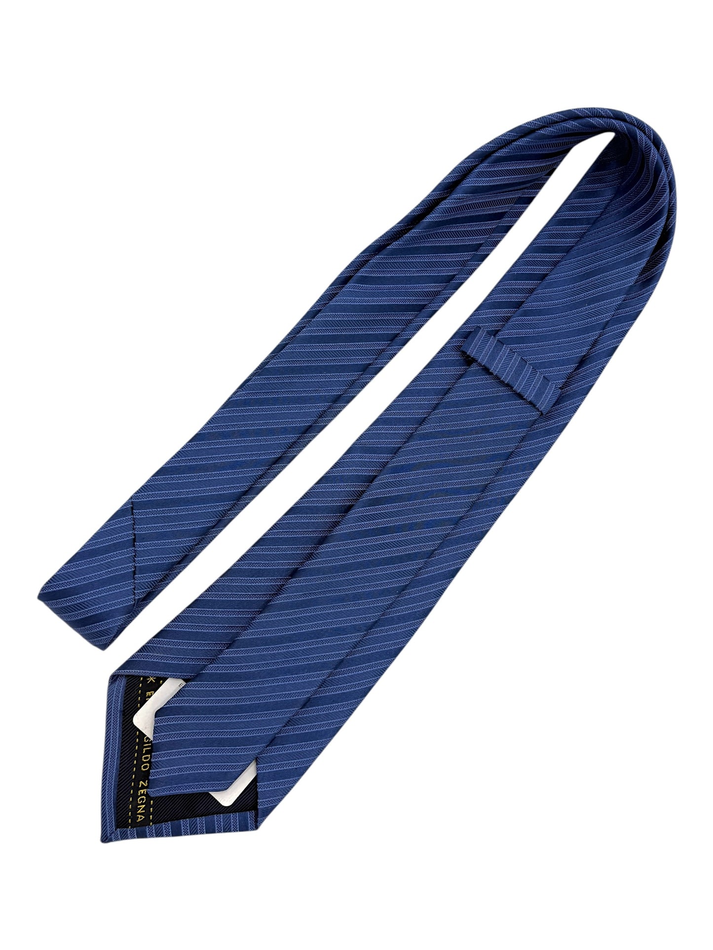 Ermenegildo Zegna Blue Textured Diagonal Stripe Silk Blend Tie