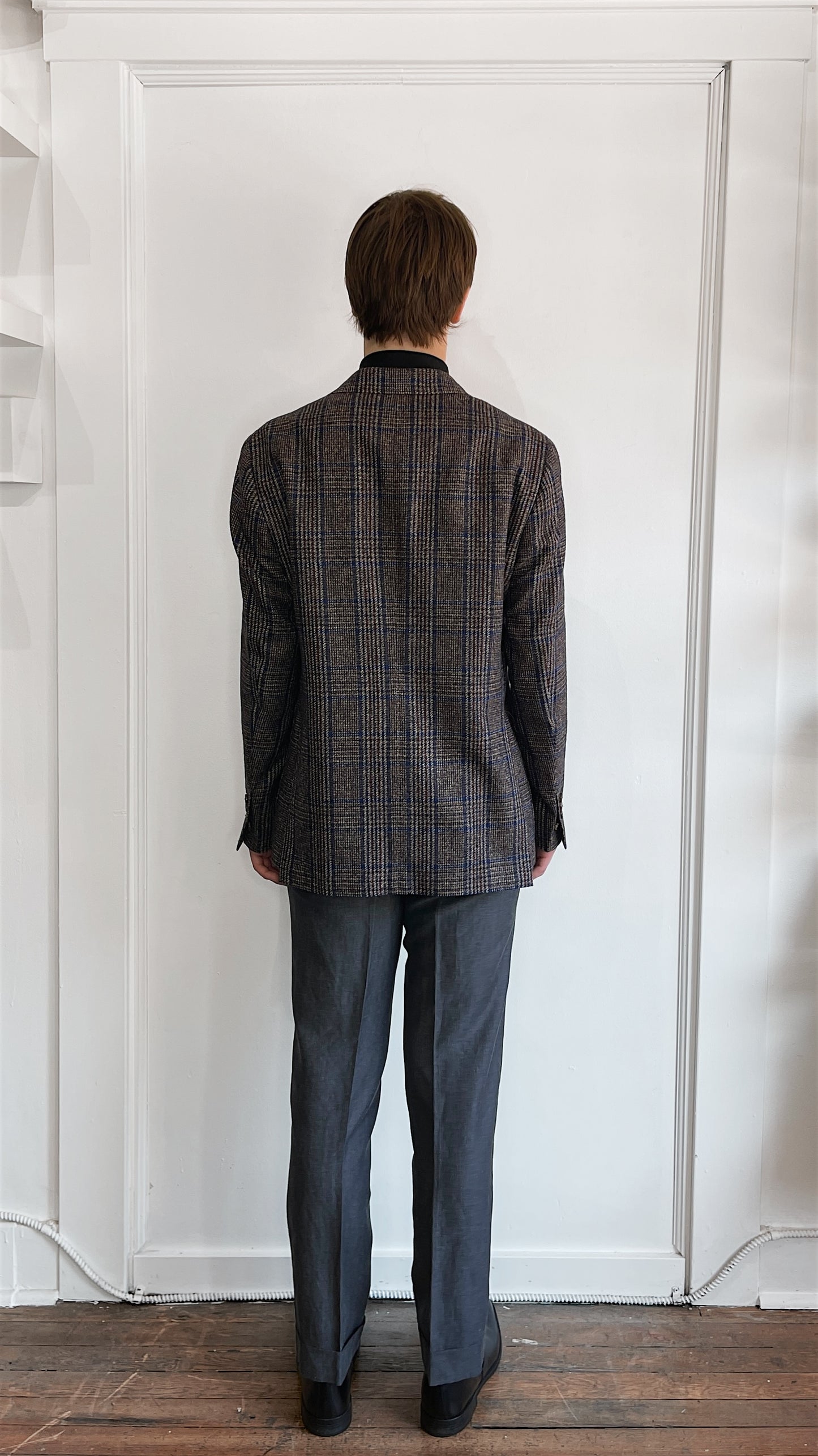 Canali Brown & Blue Glen Check Wool Alpaca Sport Coat 40R
