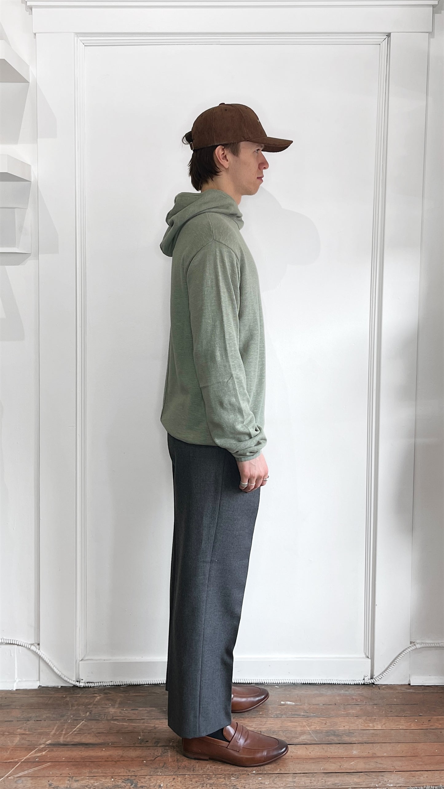 Rag & Bone Light Green Cotton Linen Knit Hoodie Medium