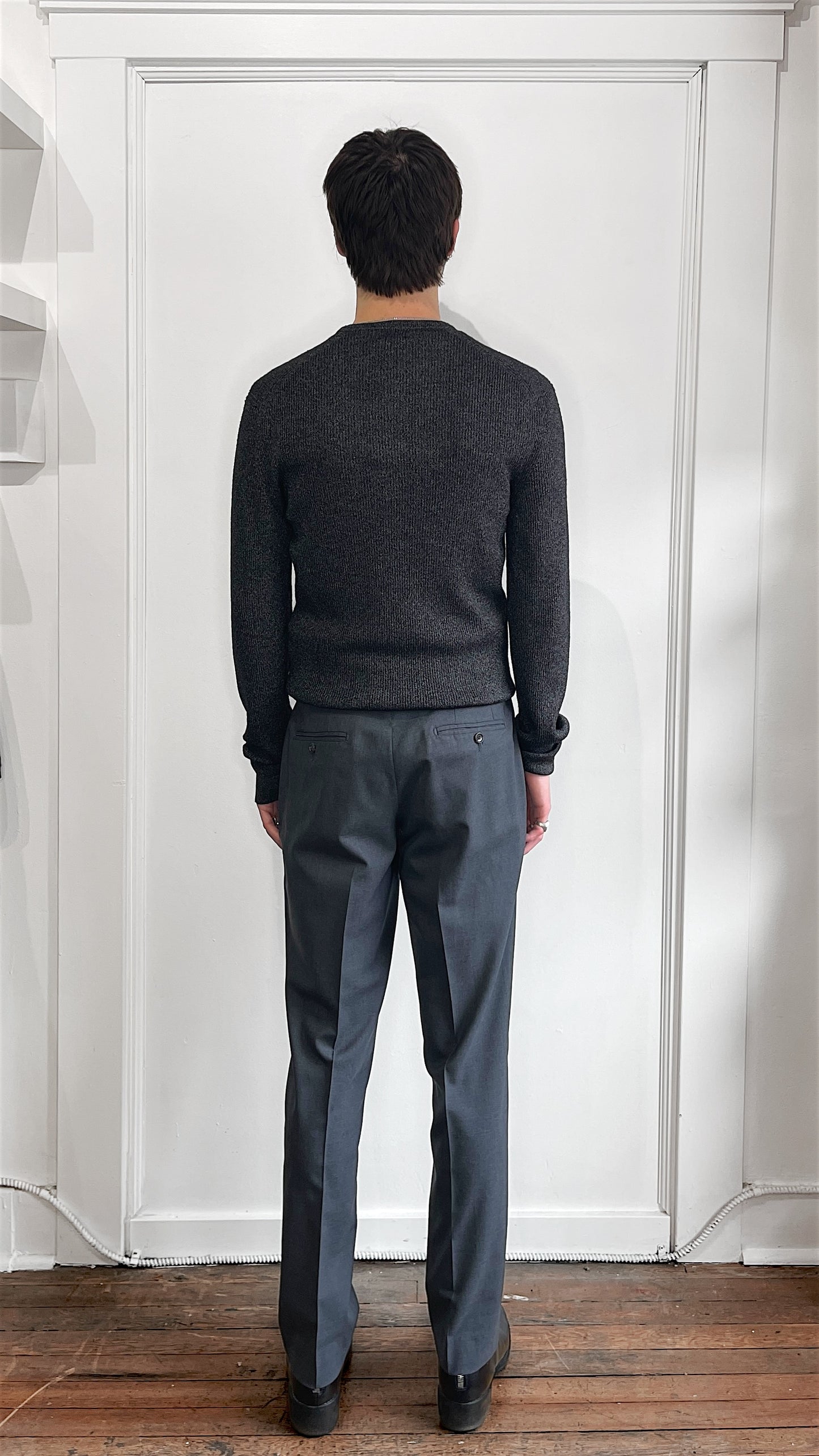 Tom Ford Charcoal Grey Melange Silk Wool Henley Sweater 42