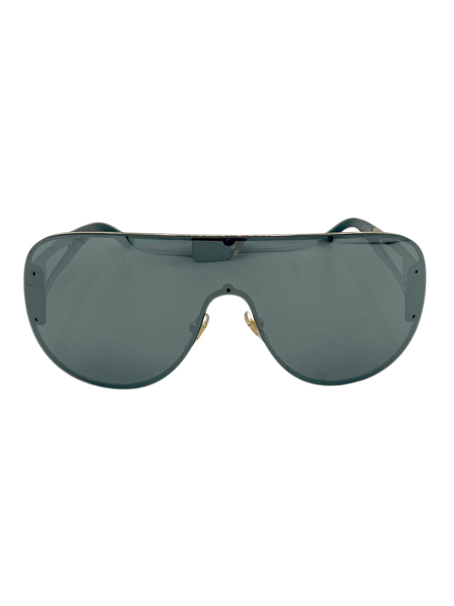 Versace Gold & Black Shield Sunglasses