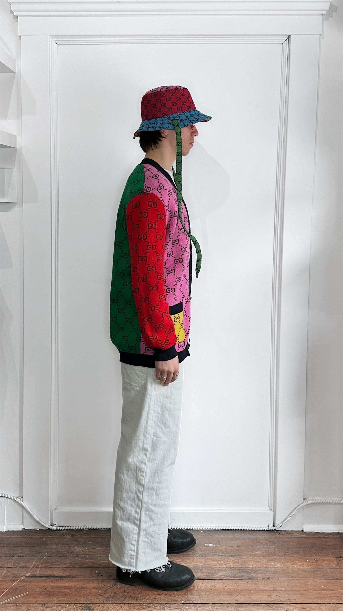 Gucci Multicolour Wool Blend Monogram Cardigan Extra Small