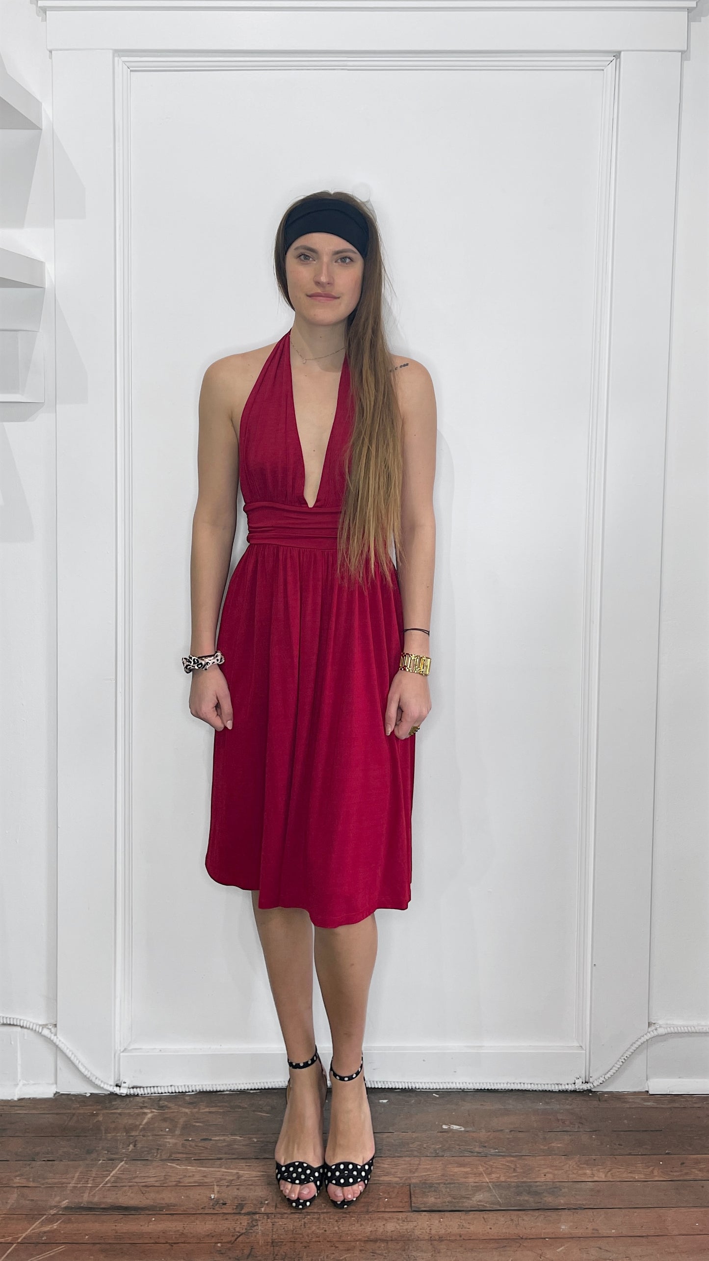 Zimmermann Red Viscose Blend Tie Neck Dress 1