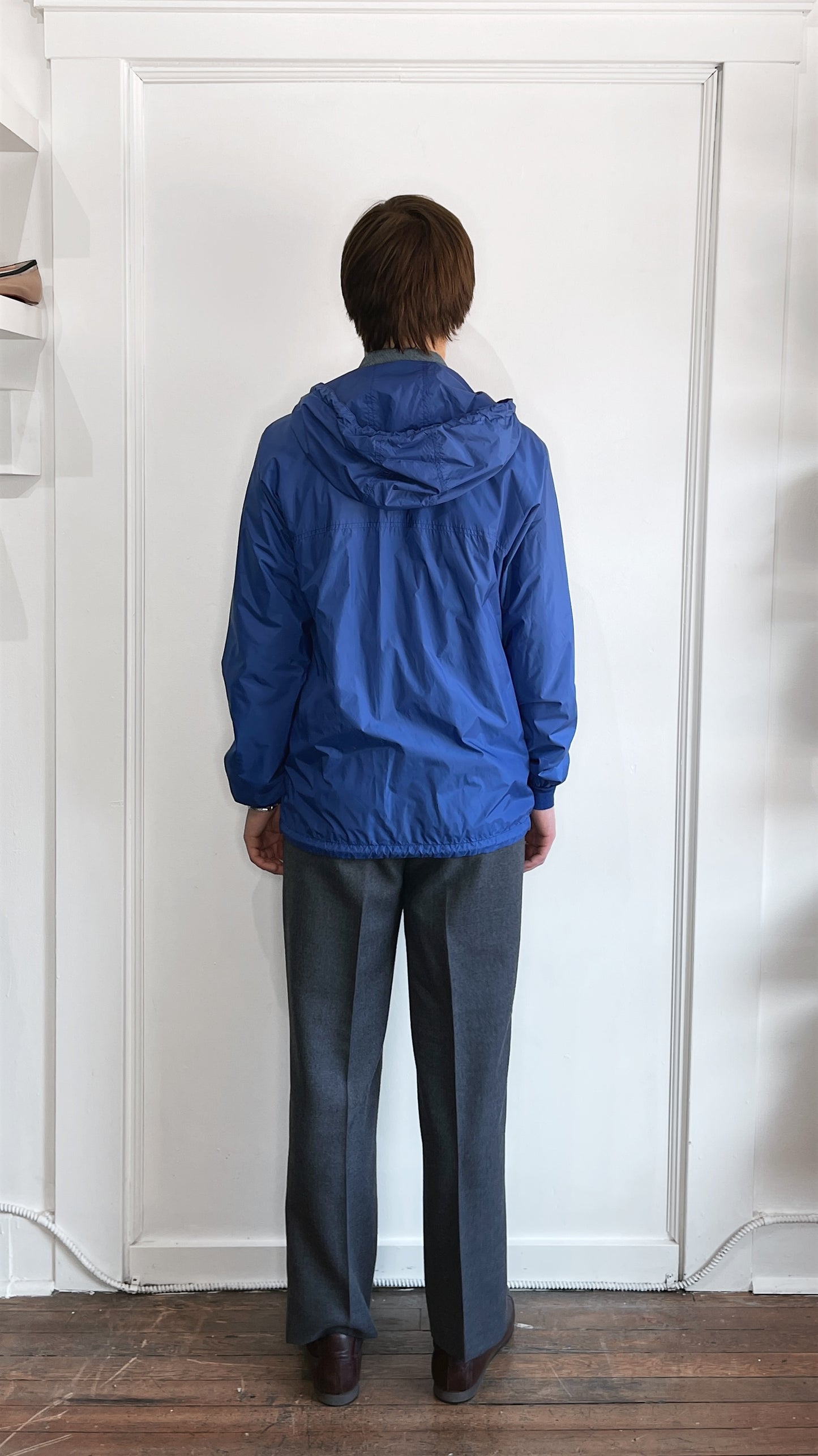 Ermenegildo Zegna Blue Lightweight Zip Up Hooded Windbreaker 38