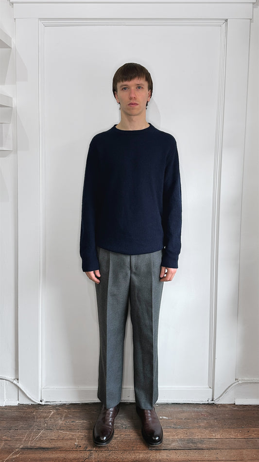 Ermenegildo Zegna Navy Blue Cashmere Knit Crewneck Sweater Extra Large