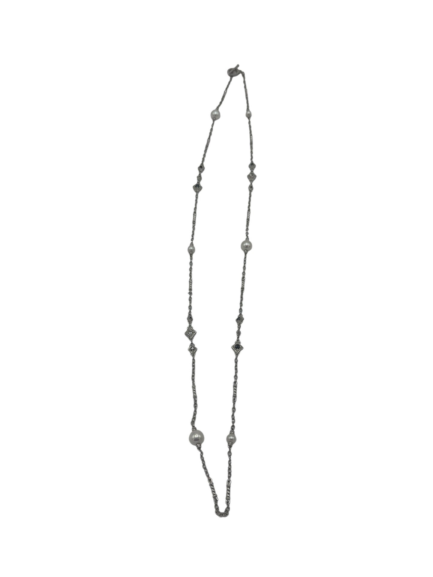 Judith Ripka Sterling Silver, Pearl, Onyx, & Pavé Necklace