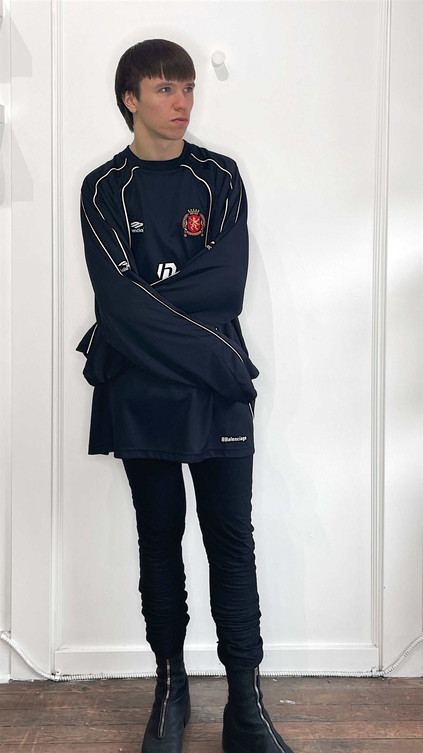 Balenciaga Black Long Sleeve Soccer Jersey