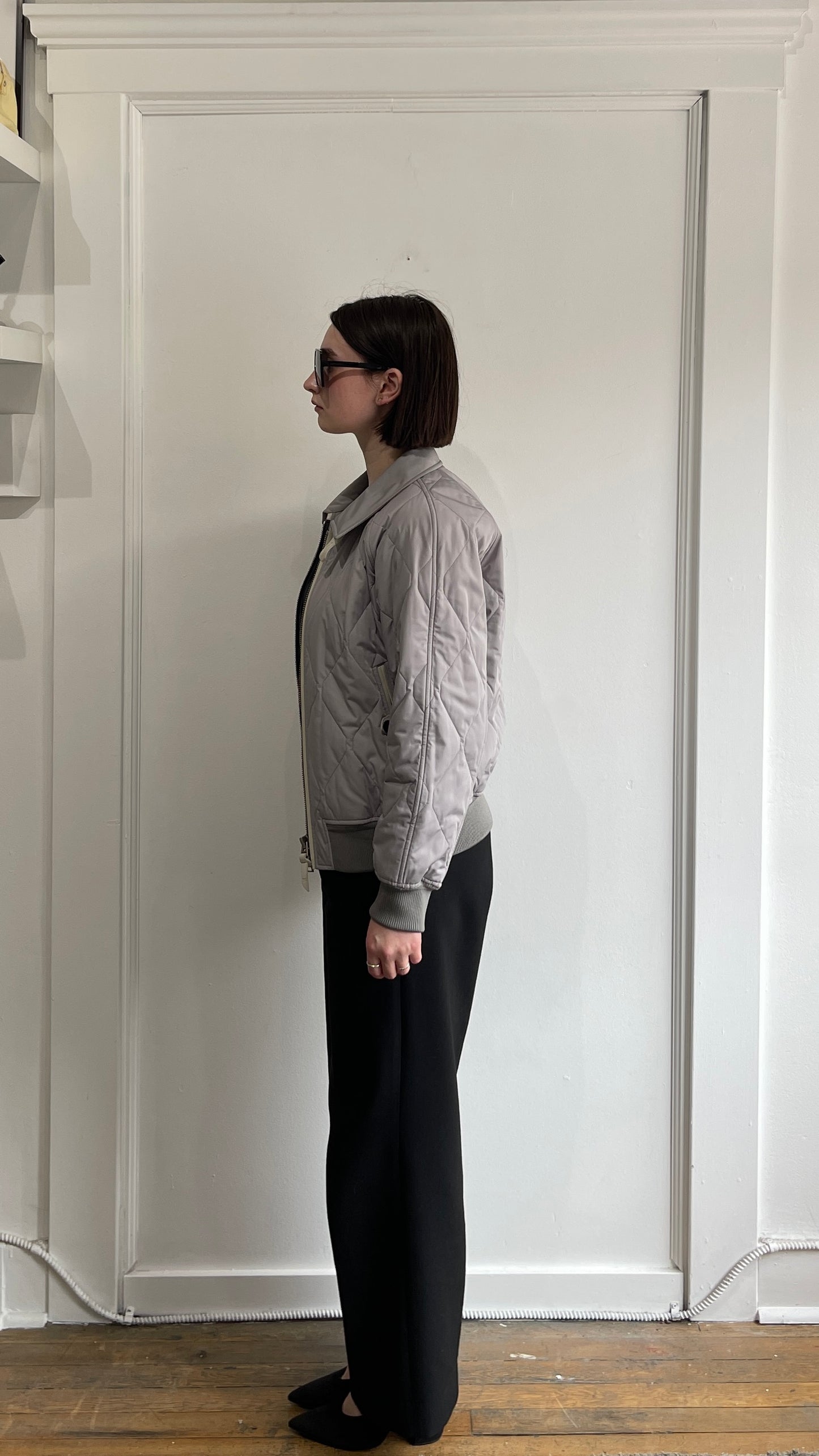 Tom Ford Light Grey Quilted Bomber Jacket 36R / 46R