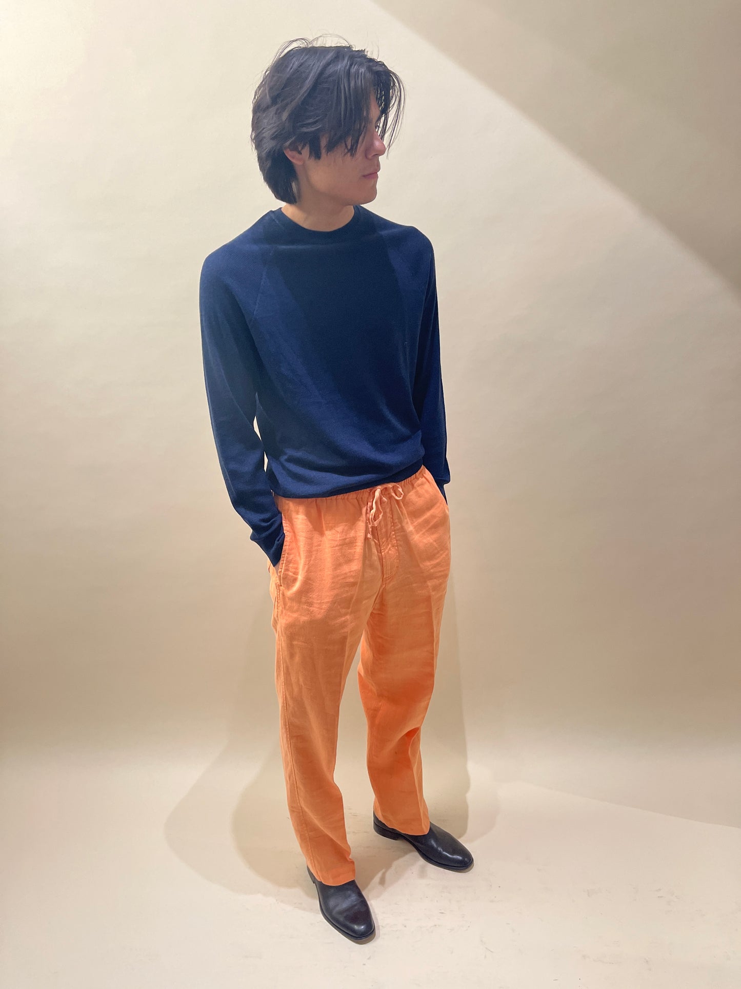 ZegnaSport Orange Linen Straight Fit Easy Pants Large - L