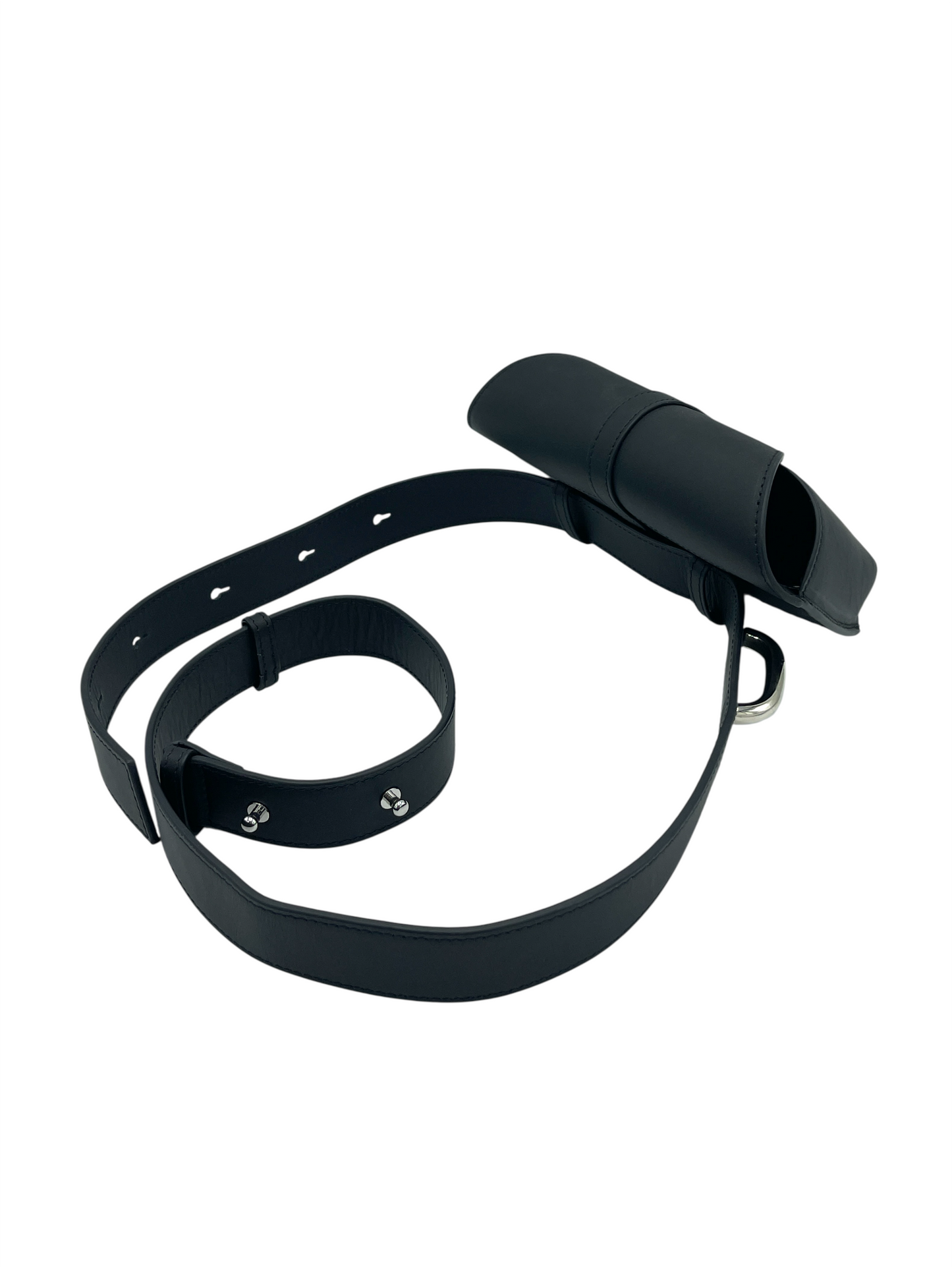 Want Les Essentiels Black Leather Small Waist Bag