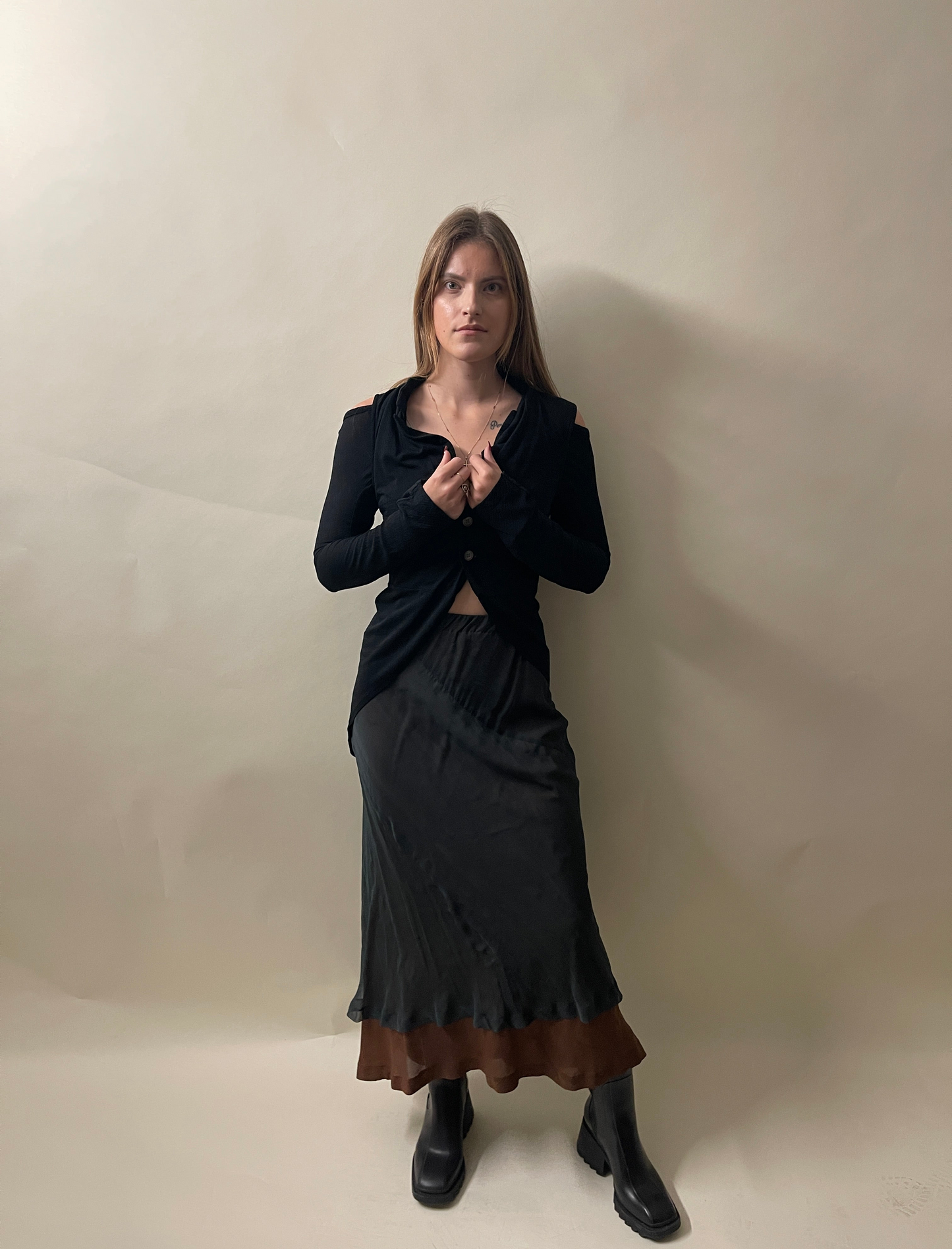 Comme Des Garcons Black Wool Blend Disconnected Sleeve Fishtail Shirt Small - S