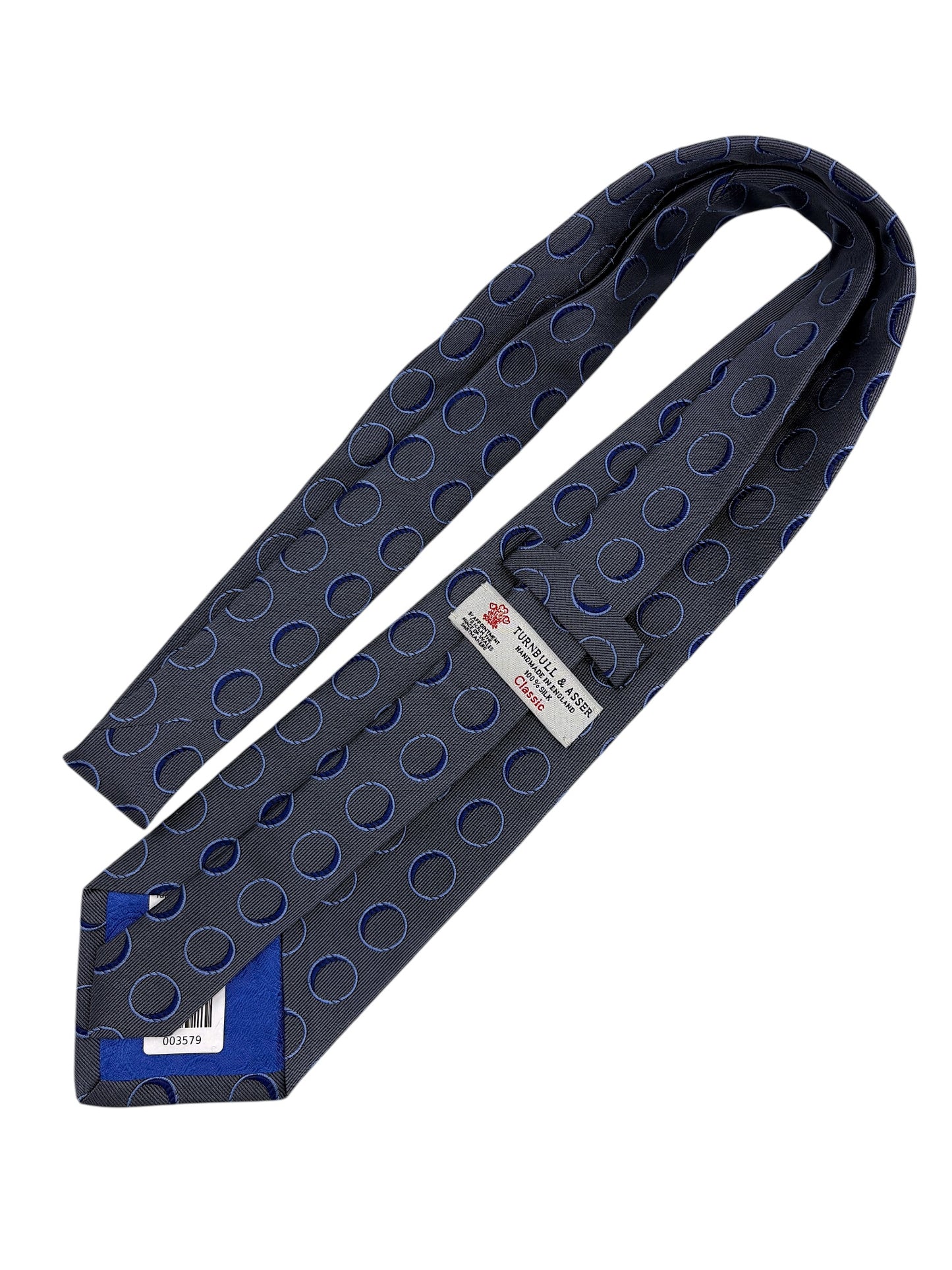 Turnbull & Asser Steel Grey & Navy 3D Circle Pattern Silk Tie