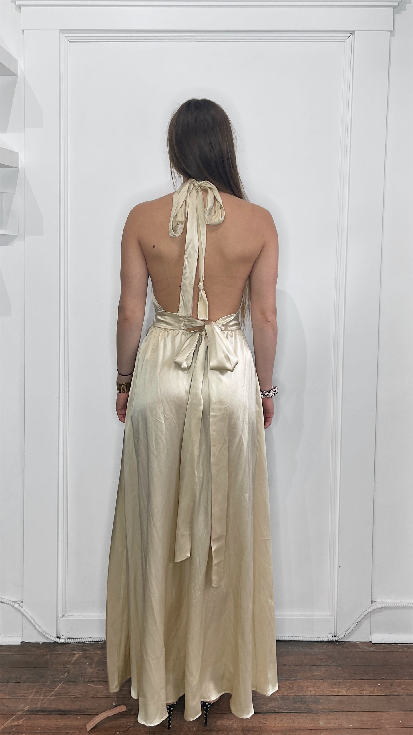 Reformation Beige Silk Single Shoulder Dress 6P