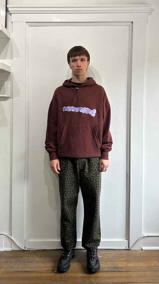 Jacquemus Maroon Swirly Logo Hoodie Small