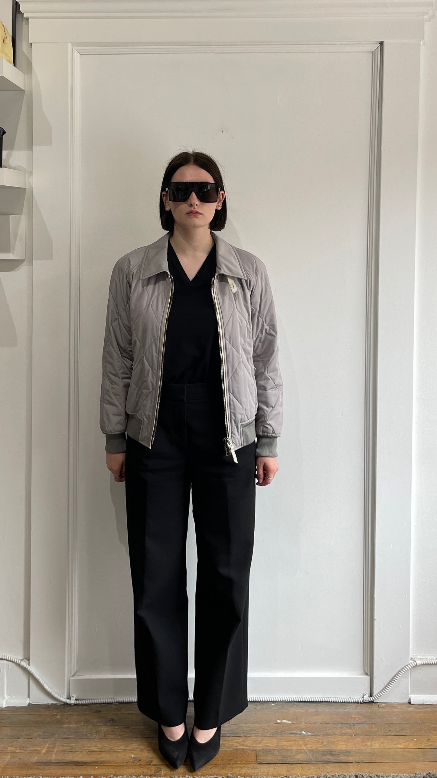 Tom Ford Light Grey Quilted Bomber Jacket 36R / 46R