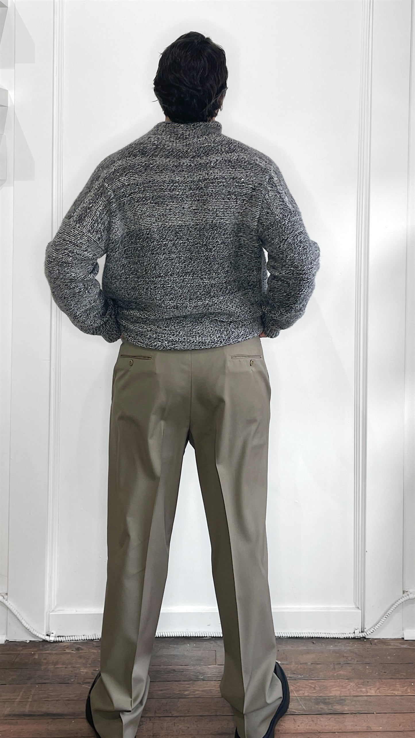 Giorgio Armani Grey Melange Wool Blend Turtleneck Sweater 42