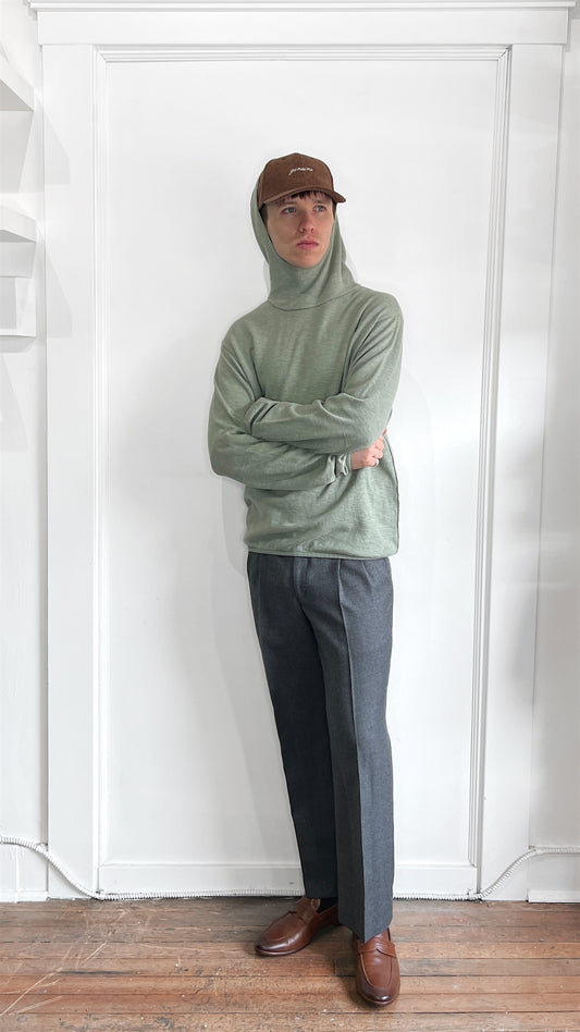 Rag & Bone Light Green Cotton Linen Knit Hoodie Medium