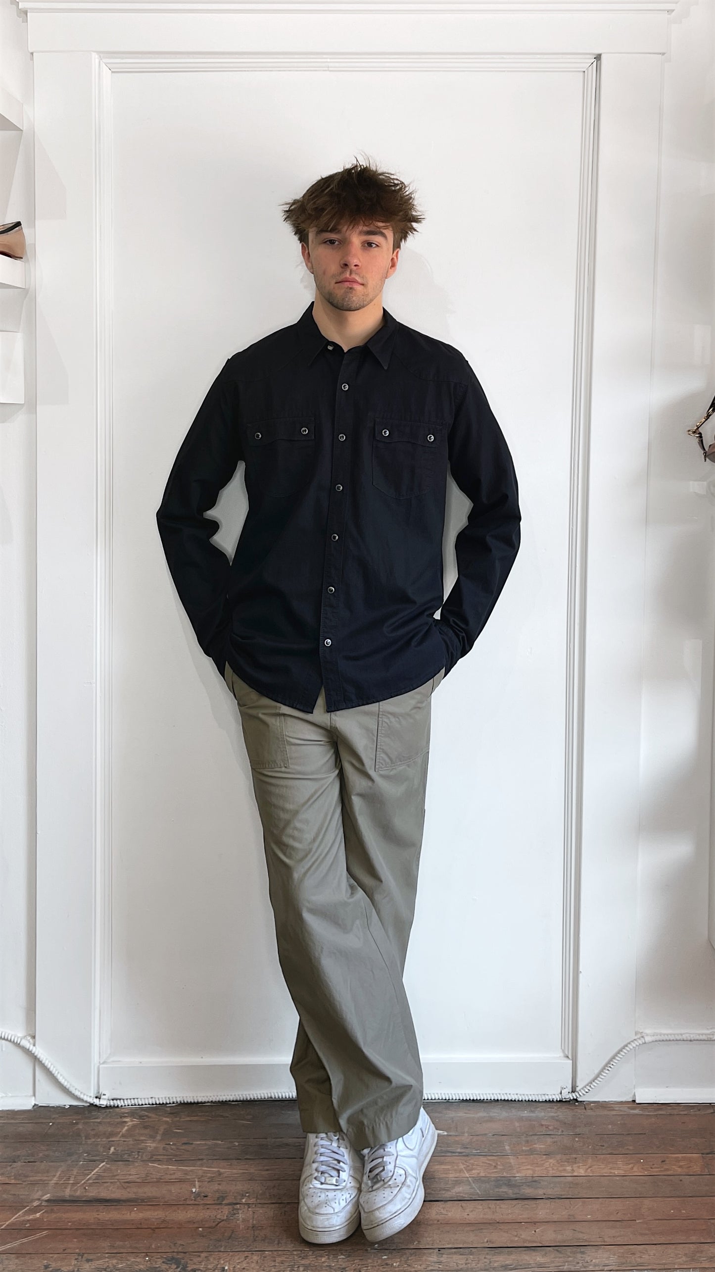 Freenote Cloth Black Cotton Twill Western Shirt Extra Large