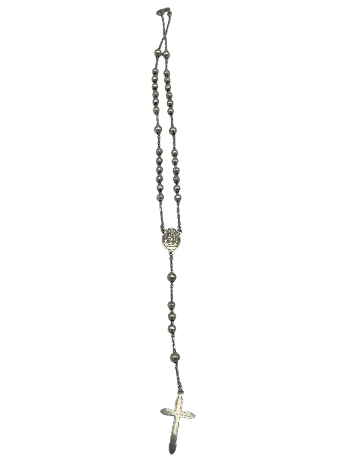 Dolce & Gabbana Silver Tone Brass Rosary Necklace