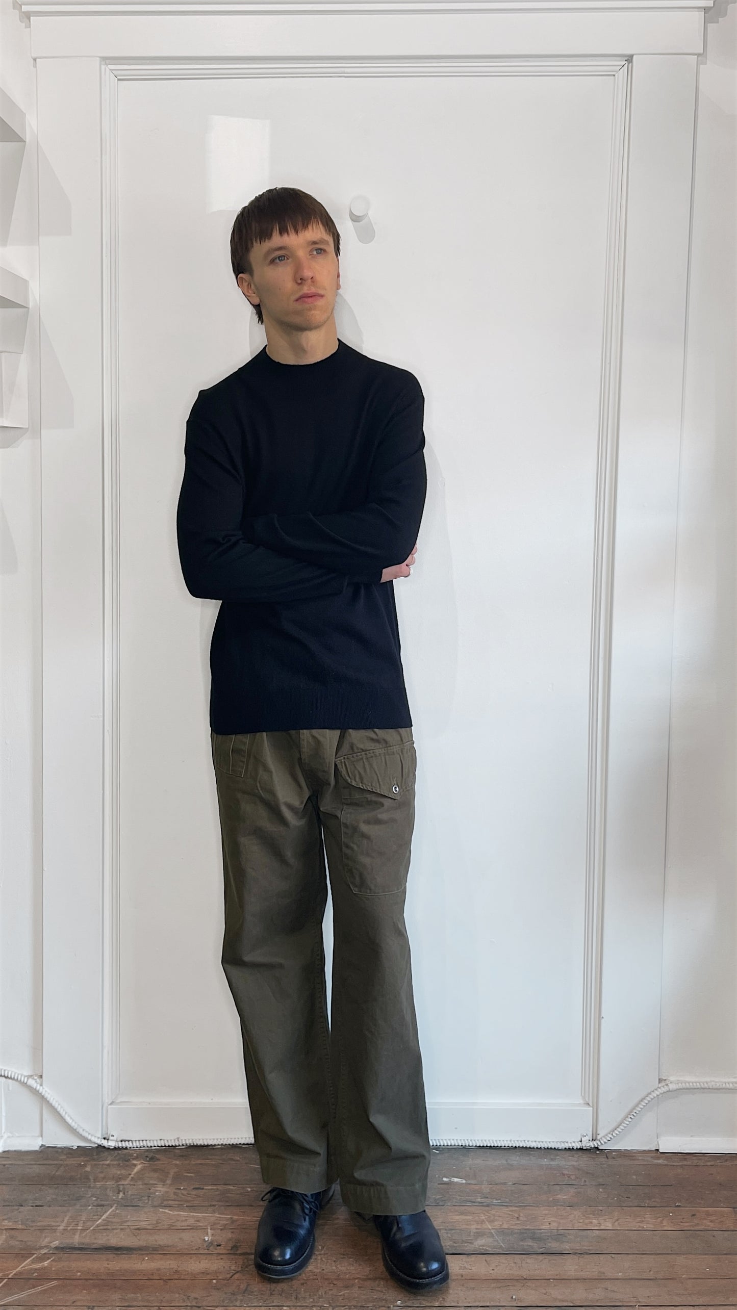 O.N.S. Clothing Black Wool Blend Knit Mock Neck Sweater Large