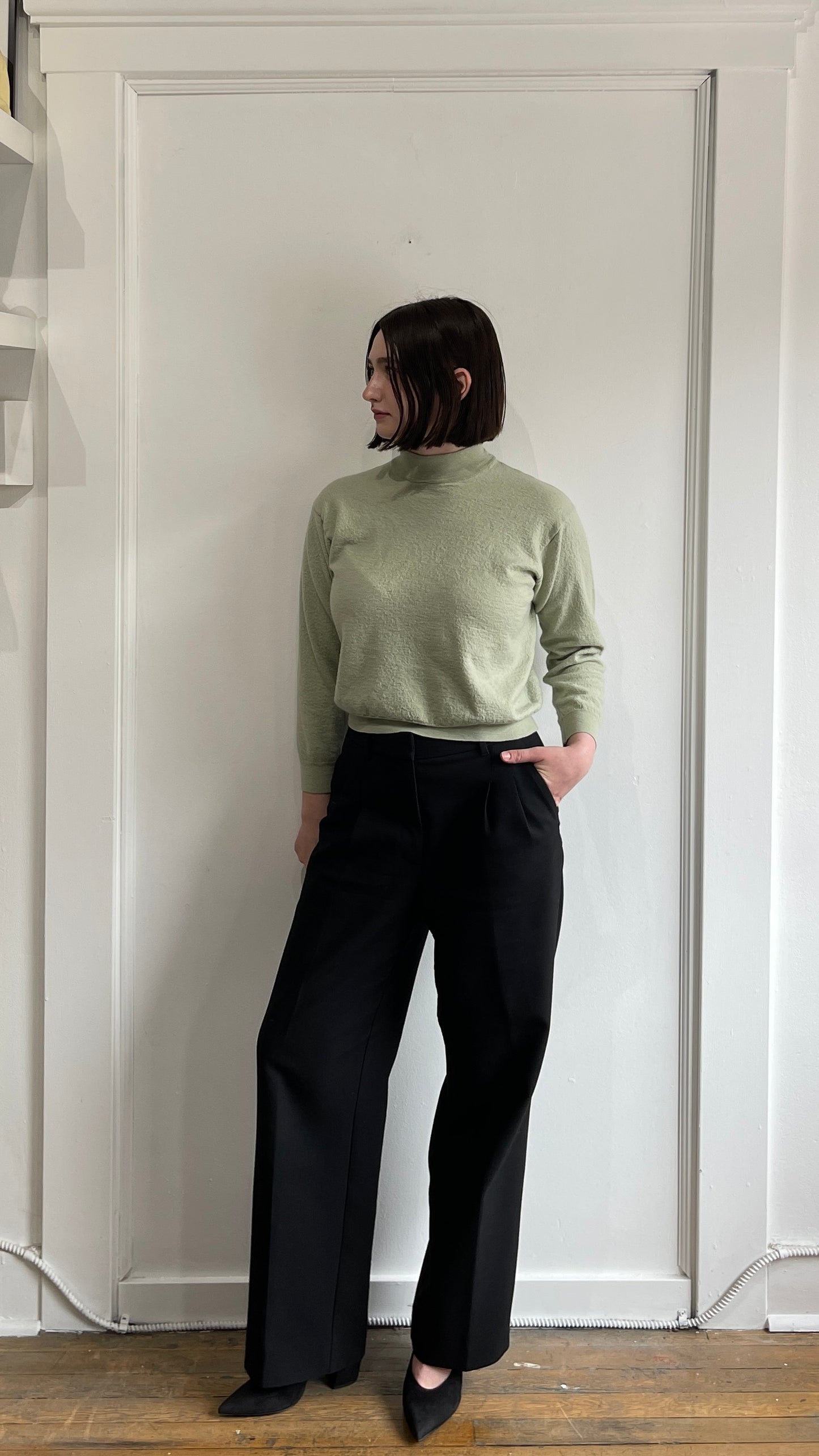 Versace Light Green Cropped Turtleneck Sweater 54