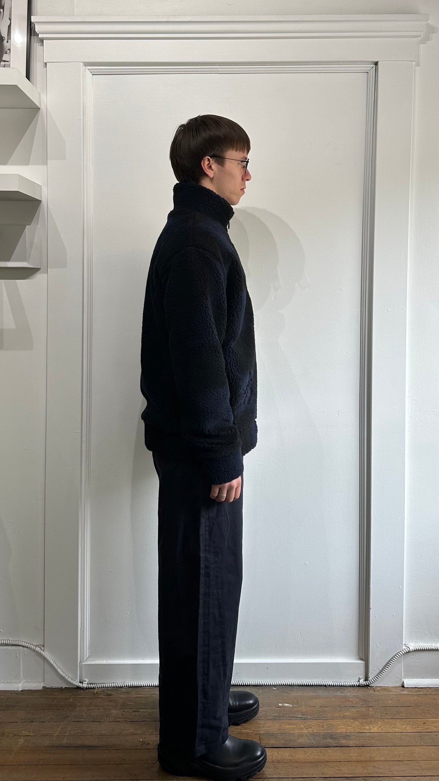 Louis Vuitton Navy & Black Jacquard Damier Fleece Blouson Jacket Medium - M