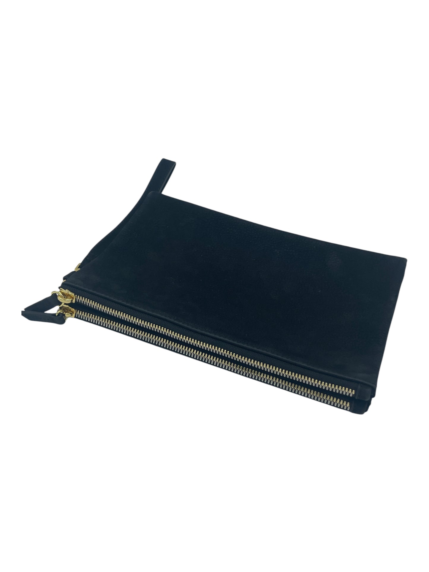 Want Les Essentiels Black Leather & Canvas Foldable Clutch