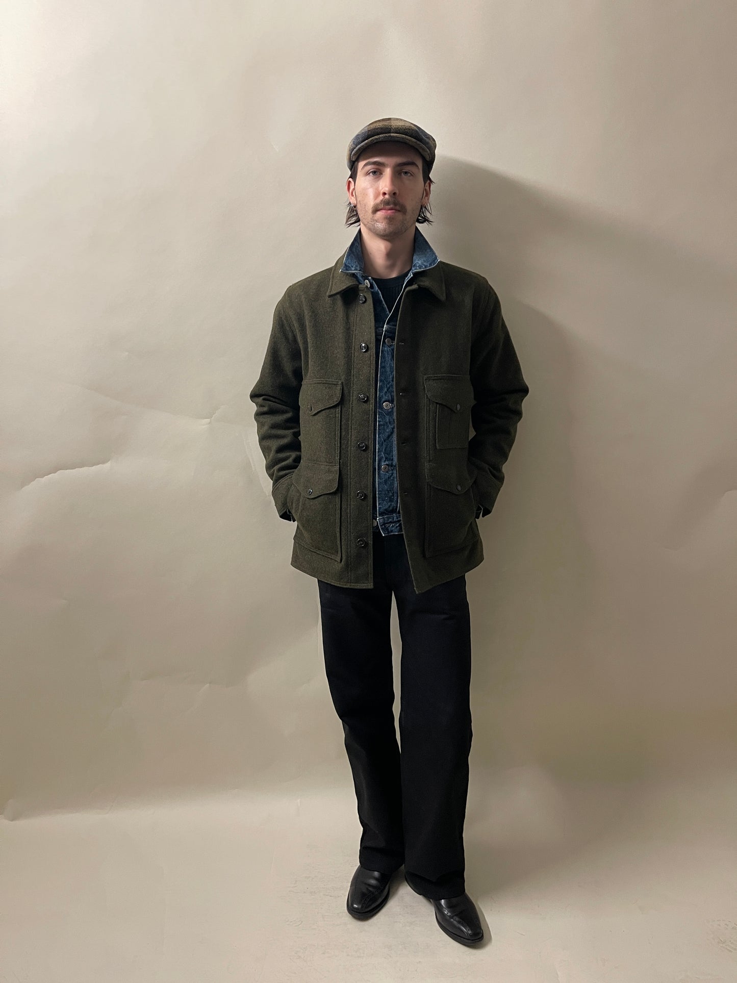 Filson Forest Green Wool Mackinaw Cruiser Jacket Medium - M