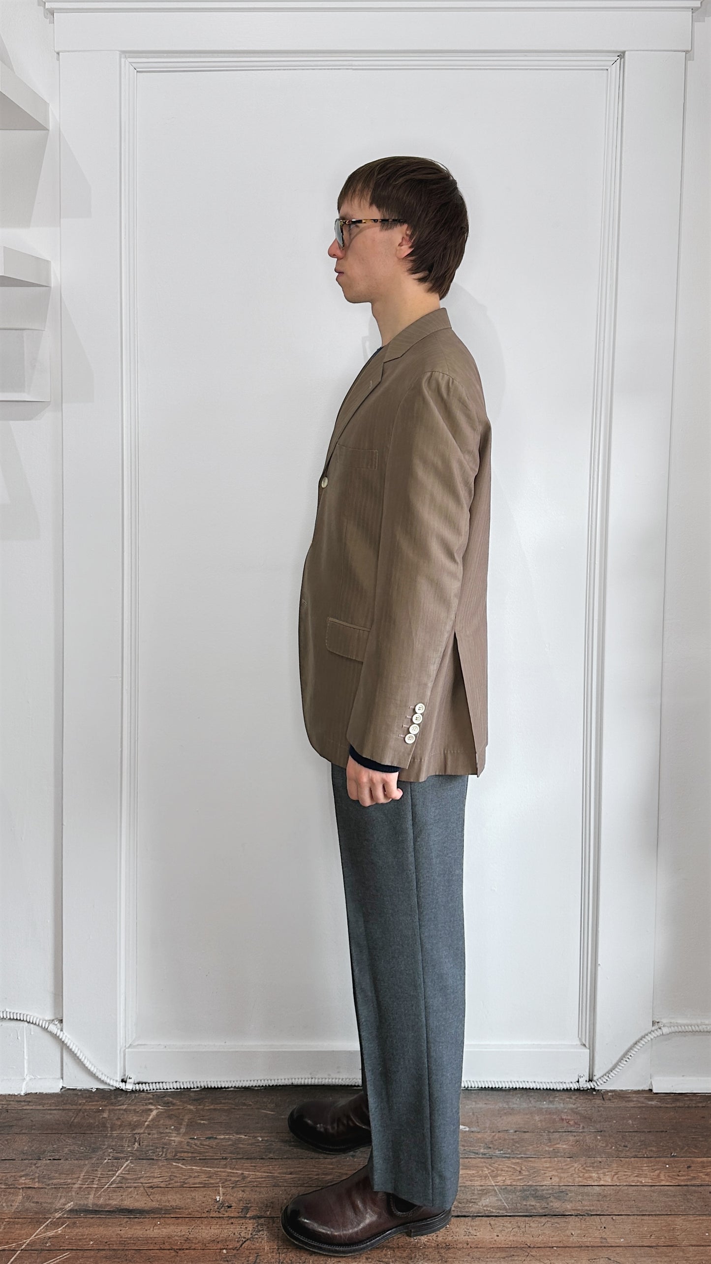 Brunello Cucinelli Light Brown Herringbone Cotton Sport Coat 40