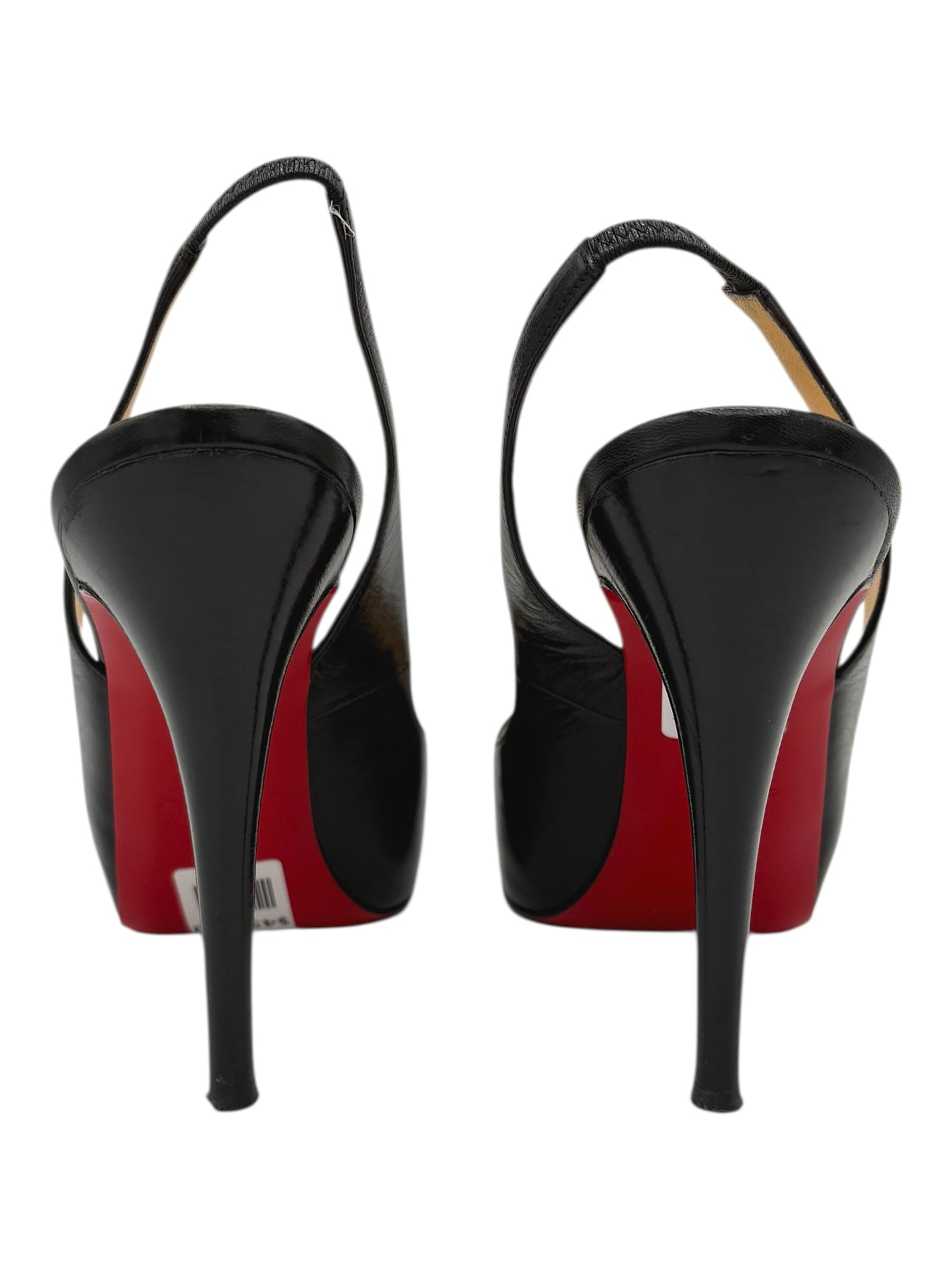 Christian Louboutin Black Leather No Prive Peep Toe Slingback Pumps 7 M / 8.5 W