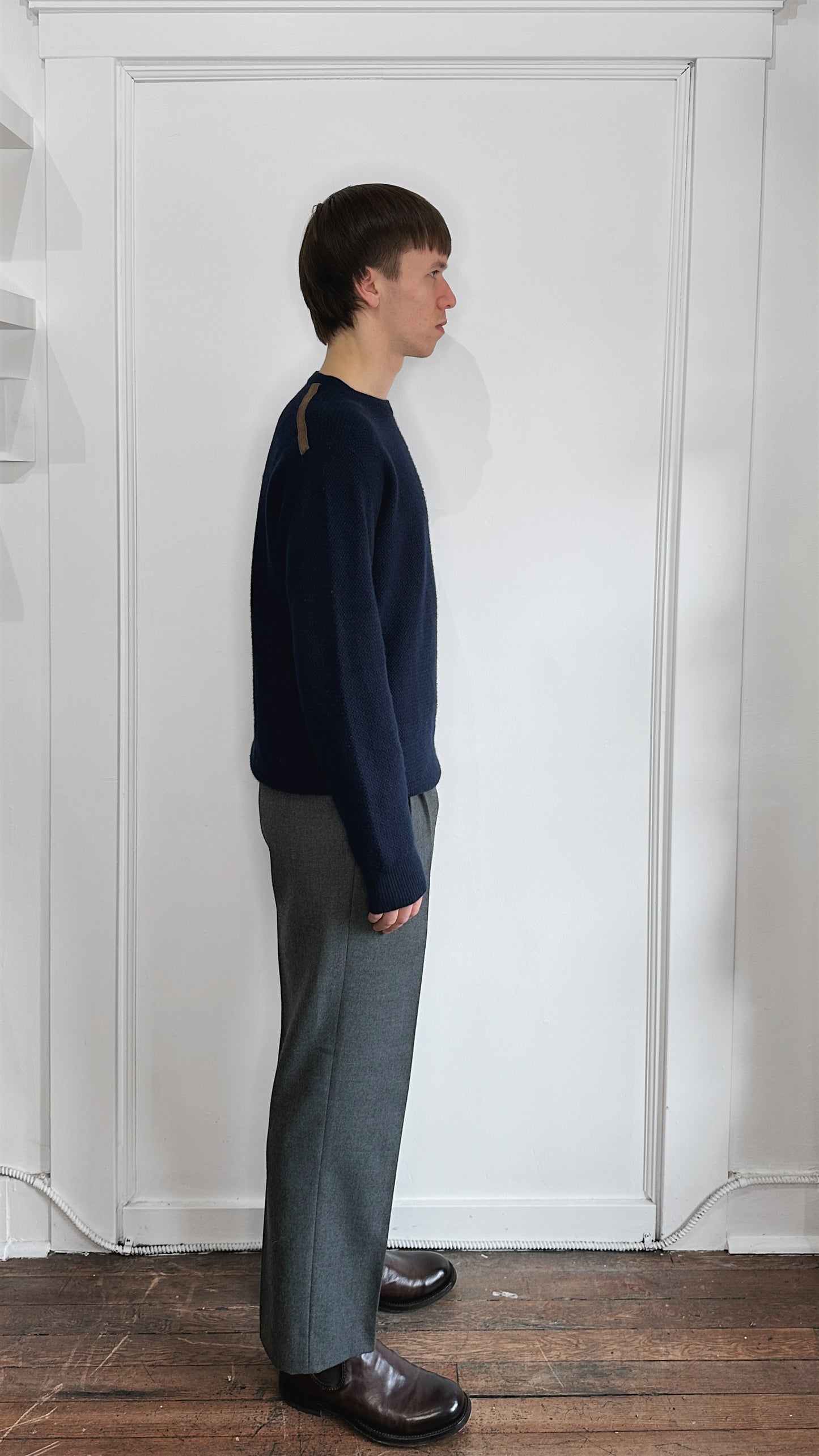 Ermenegildo Zegna Navy Blue Cashmere Knit Crewneck Sweater Extra Large