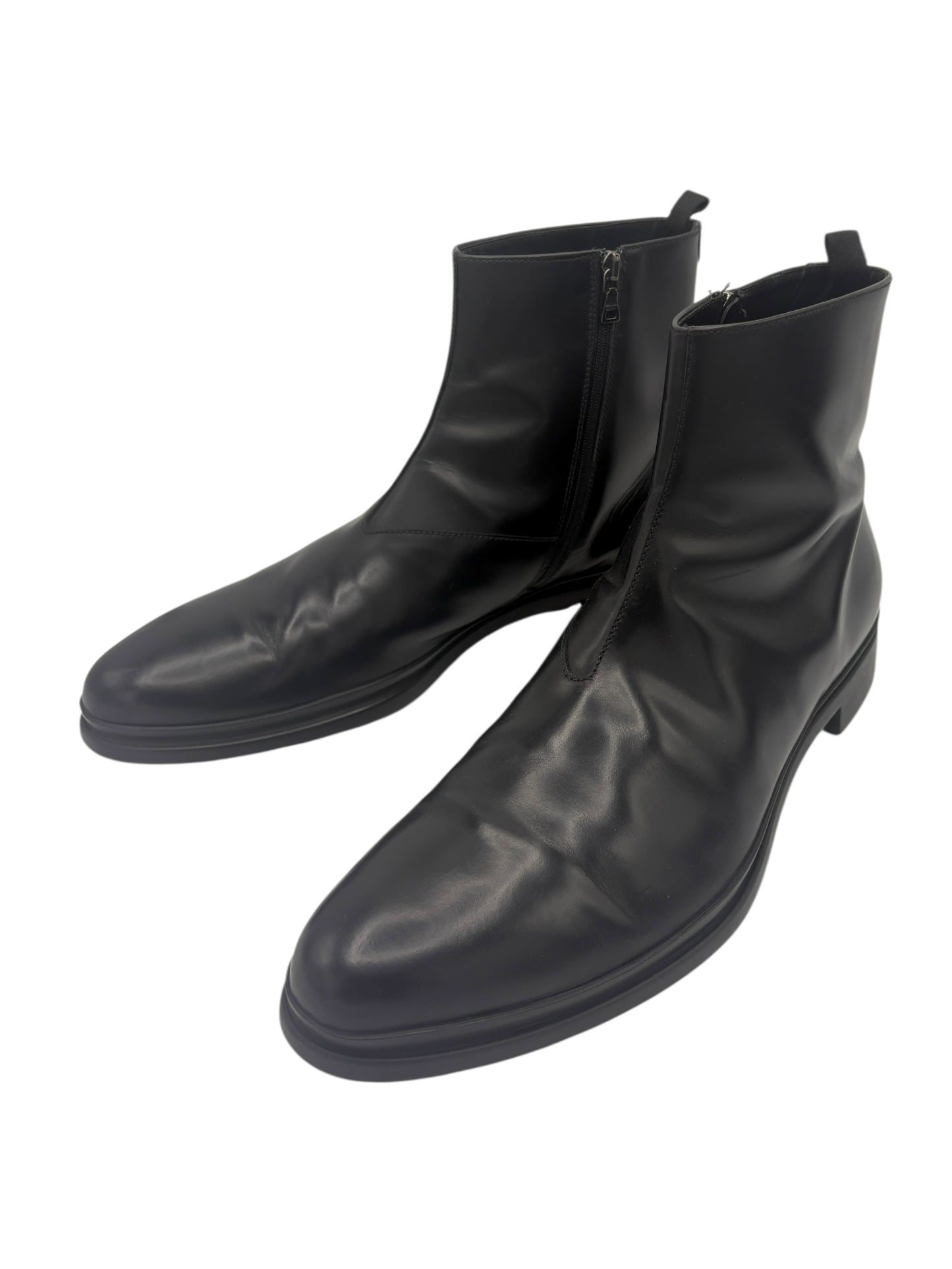 Prada Black Leather Side Zip Boots 12 M / 13.5 W