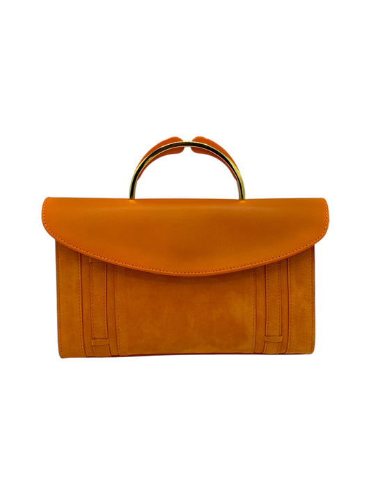 Mansur Gavriel Orange Suede Flapover Mini Shoulder Bag