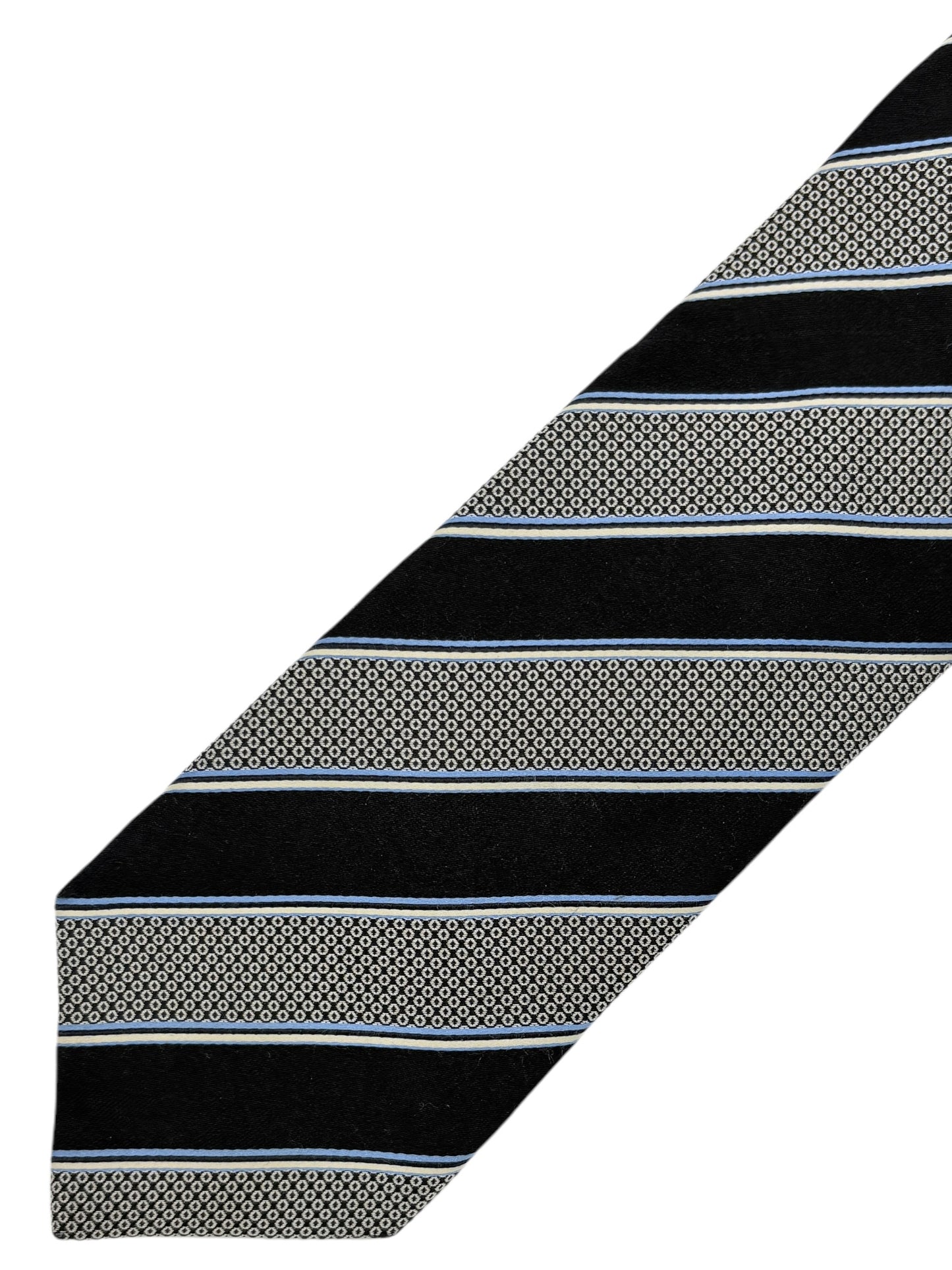 Canali Black, Blue, & White Dotted & Striped Silk Tie