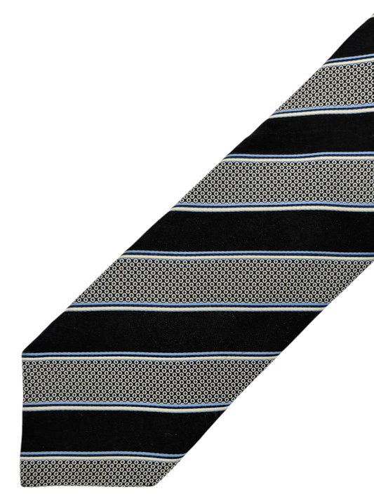 Canali Black, Blue, & White Dotted & Striped Silk Tie